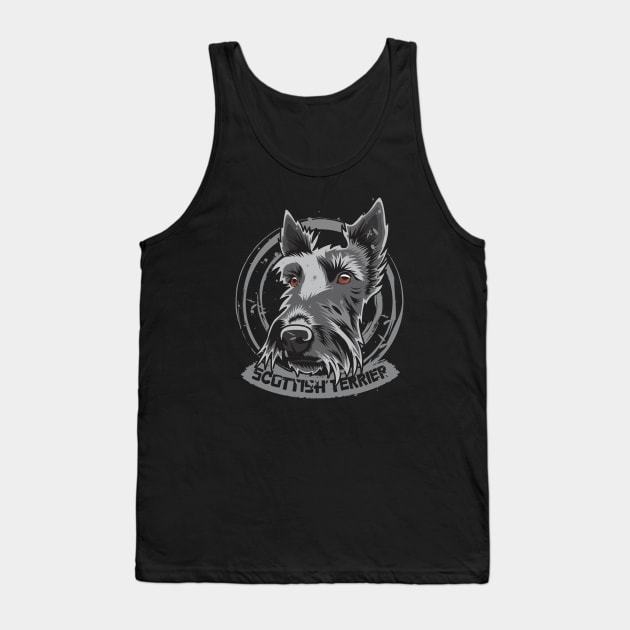 Scottish Terrier Circle Splatter Artwork Tank Top by Dogiviate